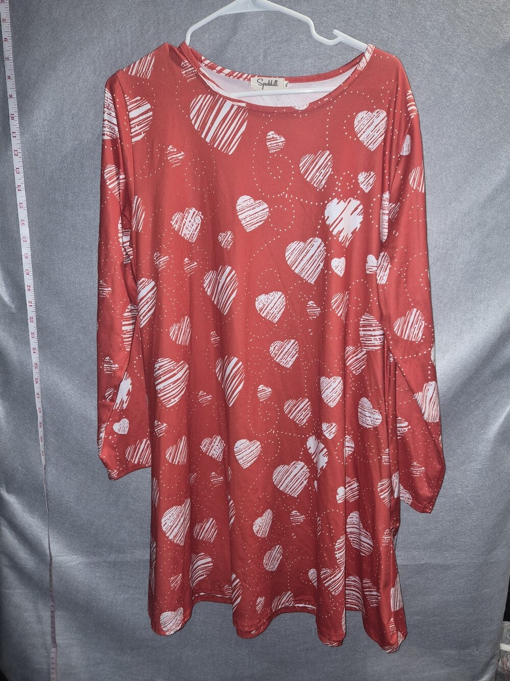 Spadehill Red & White Heart Print Tunic Dress – Size XL
